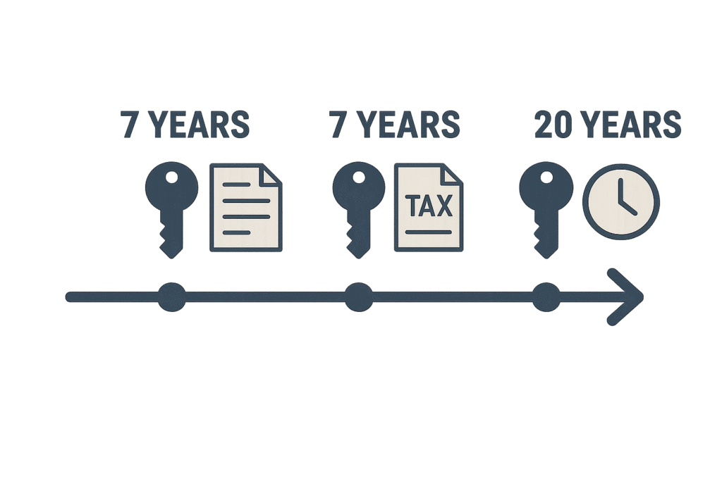 Timeline graphic of adverse possession periods, aiding in understanding clearing title defects Georgia through legal timelines.