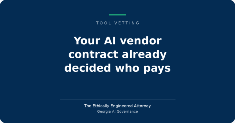 Your AI vendor contract already decided who pays, Georgia AI governance